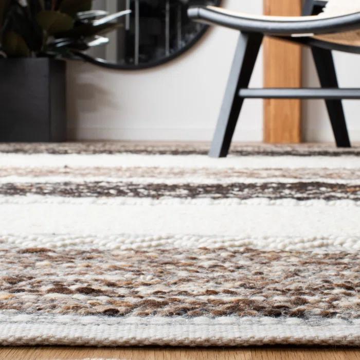 Mercury Row® Pante Macassar Southwestern Hand-Woven Cotton/Wool Brown/Ivory/Black Area Rug