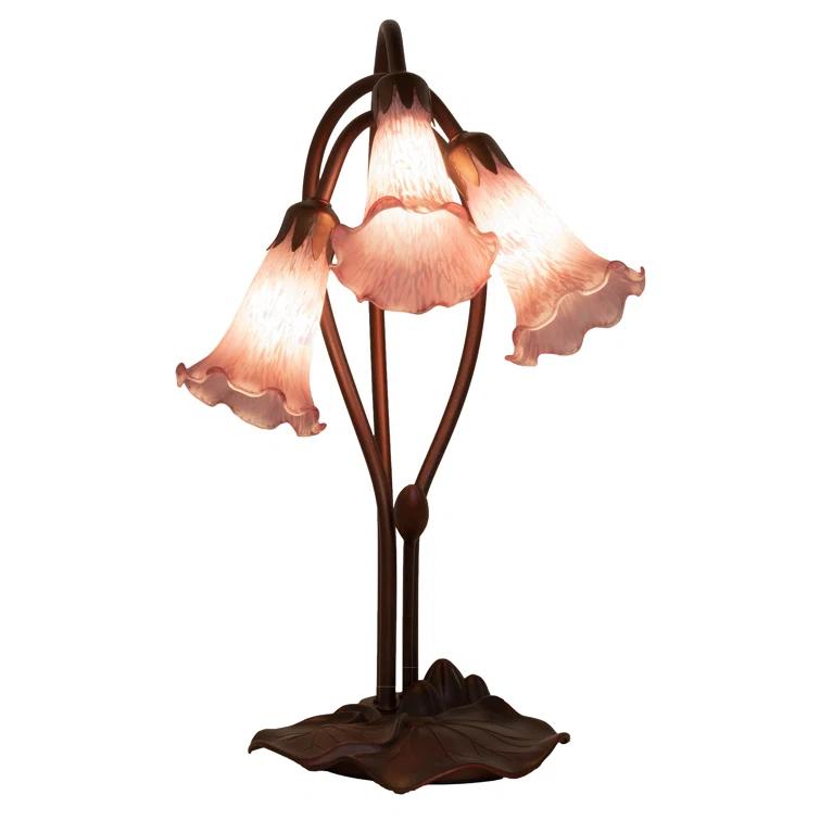 16"H Lavender Pond Lily 3 Lt Accent Lamp