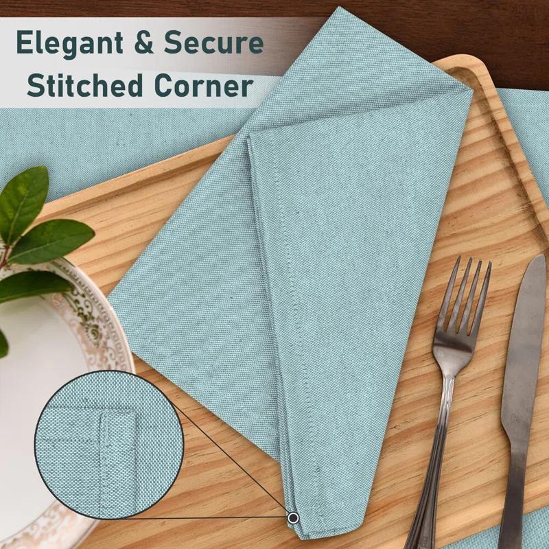 Ruvanti Poly Cotton Square Cloth Napkins Chambray Fabric (Set of 12)