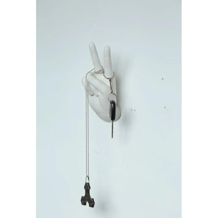 Wrought Studio™ Serap White Peace Hand Wall Mount - 8.5" tall