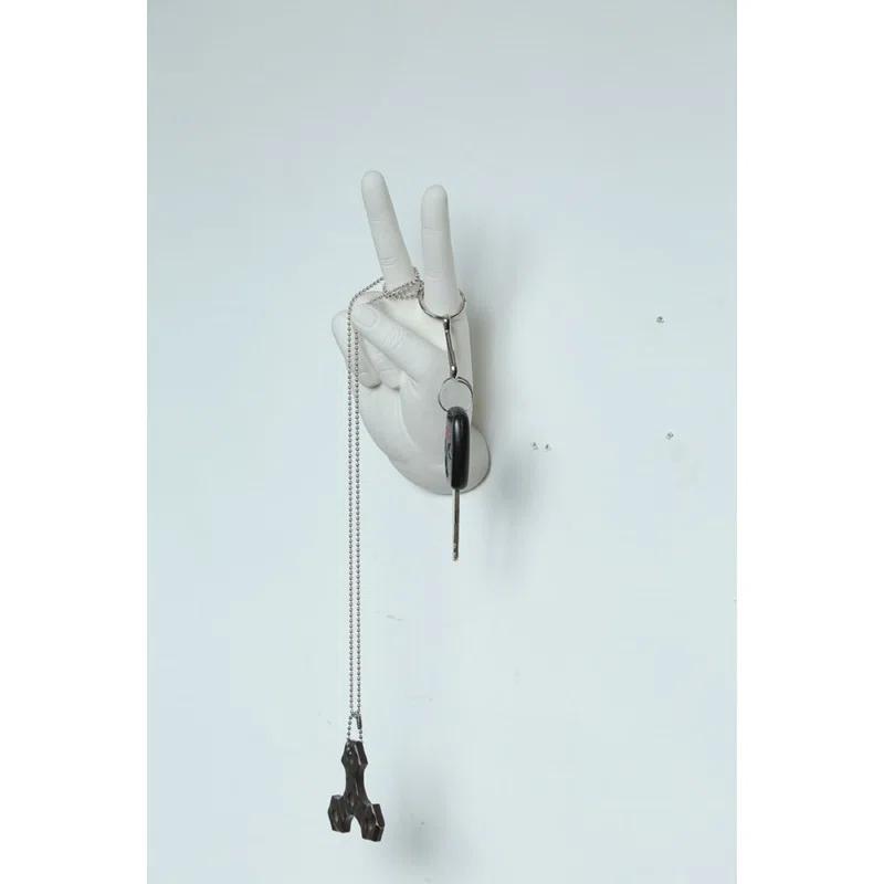 Wrought Studio™ Serap White Peace Hand Wall Mount - 8.5" tall
