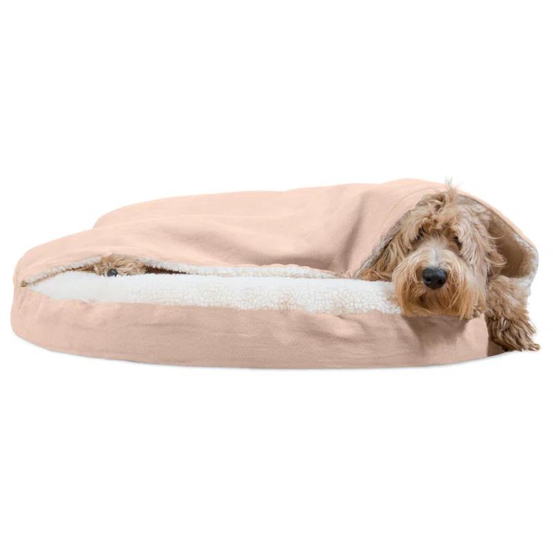 FurHaven Faux Sheepskin Round Hooded Orthopedic Dog Bed
