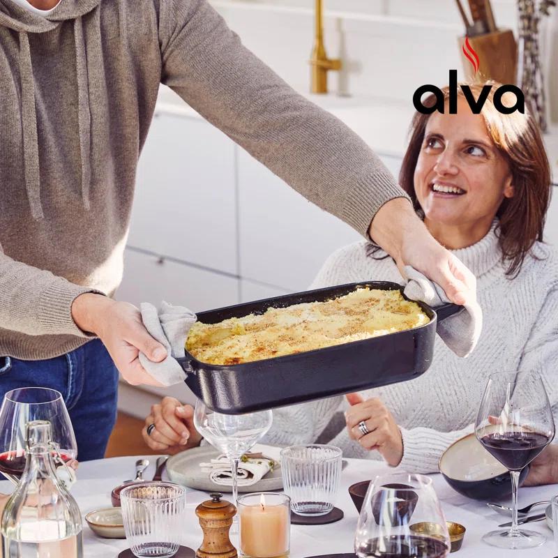 Alva Alva Nori Enameled Cast Iron Dutch Oven Dish Roasting Pan Rectangular Nonstick Stove-to-Table Enamel Coated Pot, Non Toxic, Compatible with All Stovetops, Oven Safe & Induction Safe