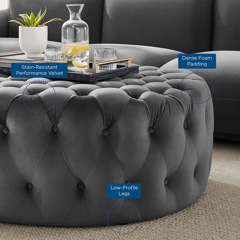 Modway Modway Amour Tufted Button Large Round Performance Velvet Ottoman