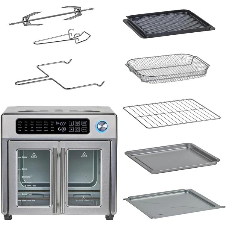 Emeril Lagasse Extra Large French Door Air Fryer Toaster Oven Combo, 25 Cooking Functions and Digital Controls, 7 Accessories Included, Stainless Steel Finish, 26QT Capacity & Reviews | Wayfair