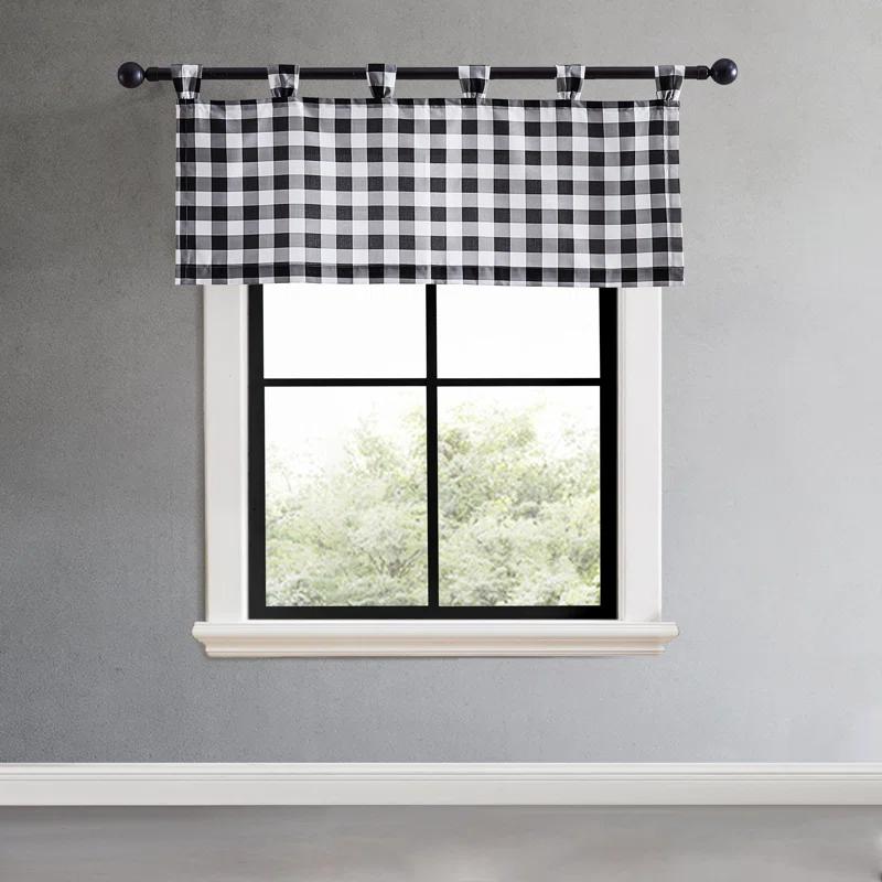 Eddie Bauer Mountain Plaid Black Tab Top Window Valance | Wayfair