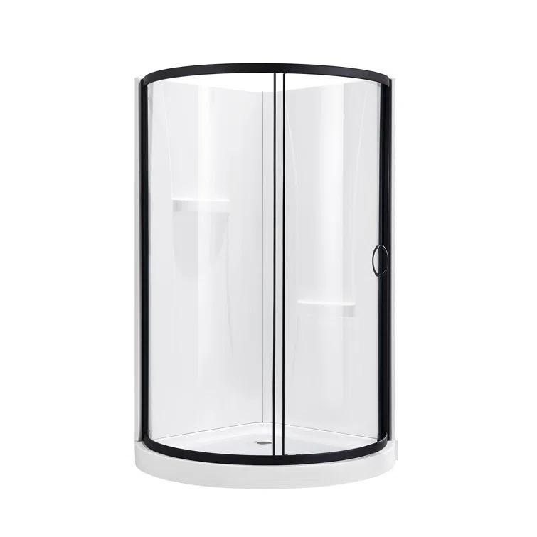 Ove Decors OVE Decors Breeze 44 in. Round Shower Kit, Clear Door with Shower Base and Wall 15SKA-BREE38-BLKAC