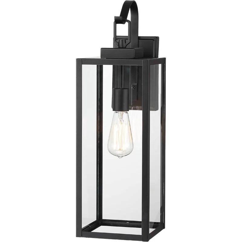 17 Stories Extra Large Size Outdoor Wall Lights, 22.5 Inch Matte Black Oversized Exterior Light Fixture With Clear Glass Shade, Front Porch Lighting, Modern Sconce Lantern For House, Garage