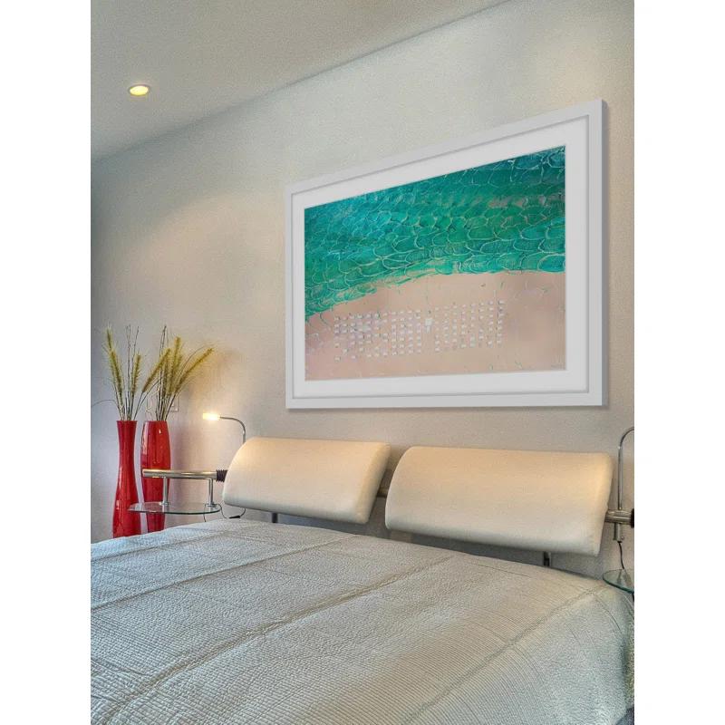 Parvez Taj 'White Umbrella Beach' by Parvez Taj Framed Print