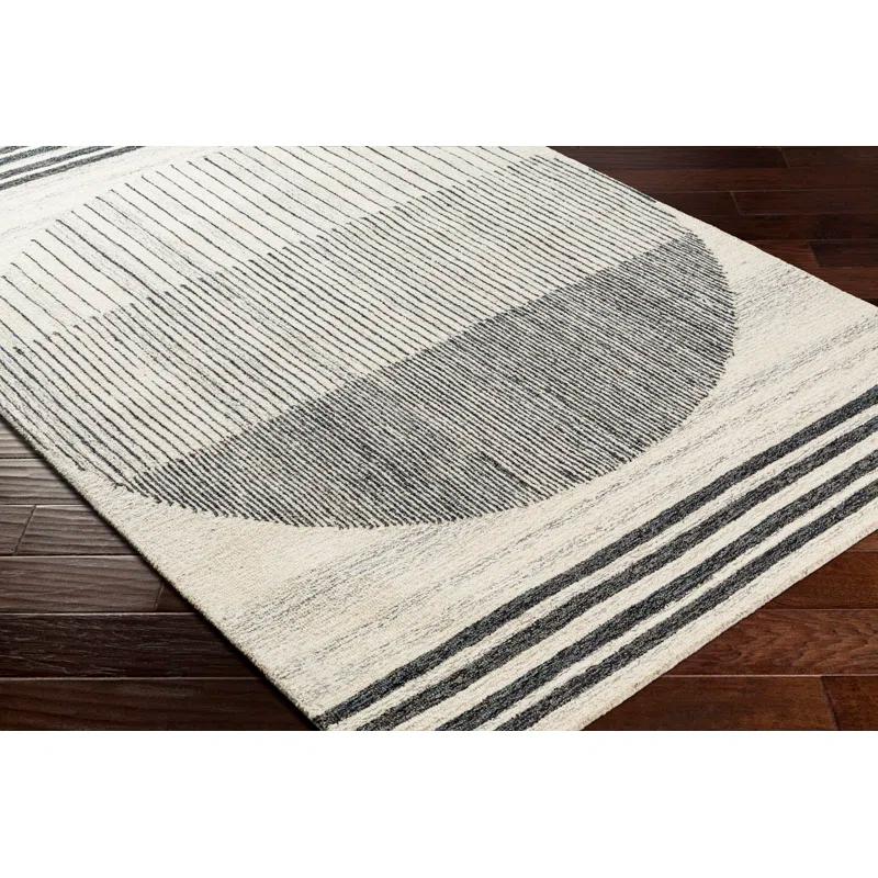 Uptown Geometric Hand Tufted Wool Area Rug in Beige/Black