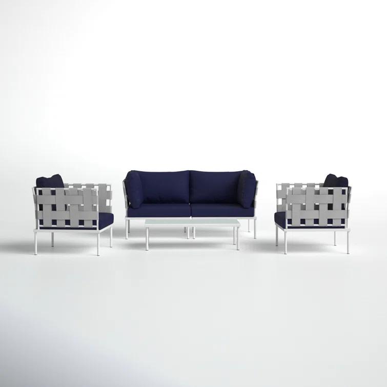 Modway Harmony 5 Piece Outdoor Patio Aluminum Sectional Sofa Set