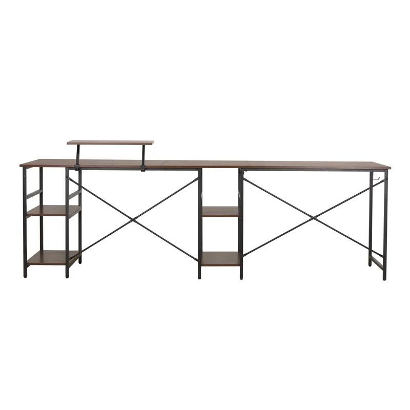 Inbox Zero Techni Mobili L-Shape Industrial Desk With Storage Shelves | Wayfair