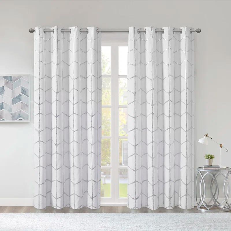 Intelligent Design Raina Total Blackout Metallic Print Grommet Top Curtain Panel