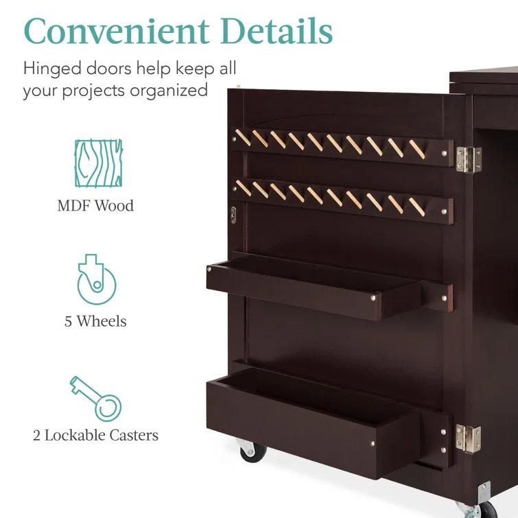 Best Choice Products 46'' x 16'' Sewing Table with Sewing Machine Platform and Wheels