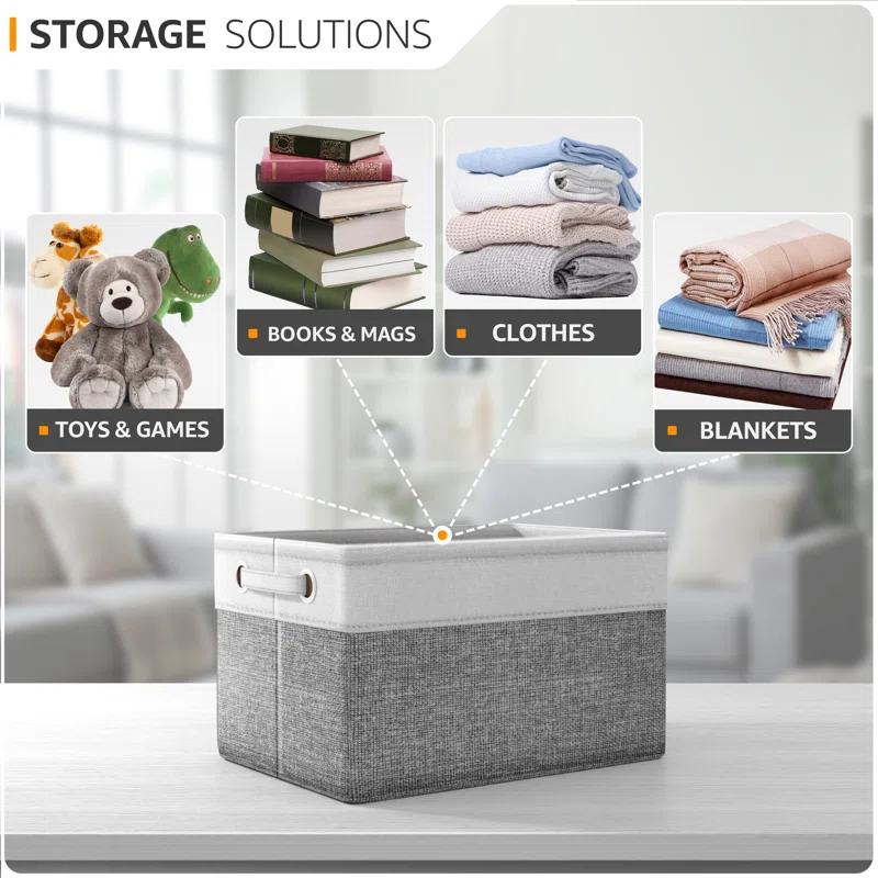 Sorbus Sorbus Fabric Storage Bins for Shelves Set of 6 - 15 Inch Sturdy Collapsible Storage Bins with 2 Handles, Foldable Baskets for Organizing Home, Closets, Shelf, Toys, Clothes, Large Decorative Storage Baskets
