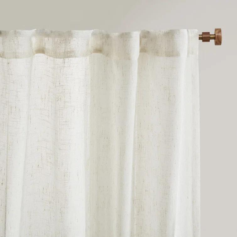 Madison Park Aida Ivory Yarn Dye Sheer Thermal Rod Pocket Curtain Panels 37x84" (Set of 2)