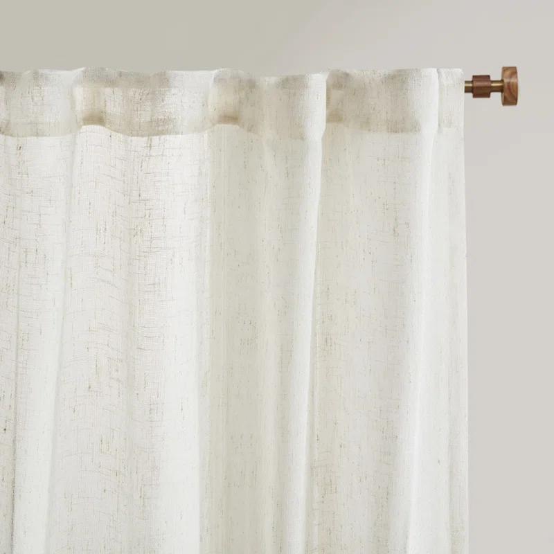 Madison Park Aida Ivory Yarn Dye Sheer Thermal Rod Pocket Curtain Panels 37x84" (Set of 2)