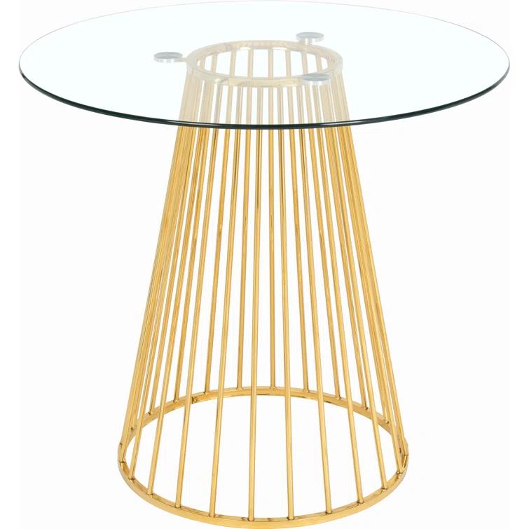 Mercer41 Cazzie Round Glass Top Metal Base Dining Table