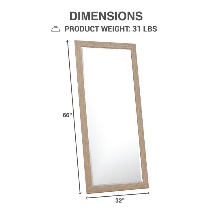Highland Dunes Lindberg Rectangle Full Length Mirror, Faux Wood Farmhouse Mirror, Floor Mirror