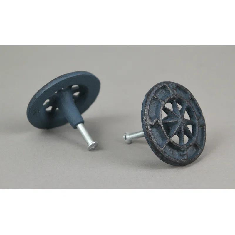 Zeckos Set Of 12 Light Blue Cast Iron Compass Rose Drawer Pulls Cabinet Hardware Knobs (Set of 12)