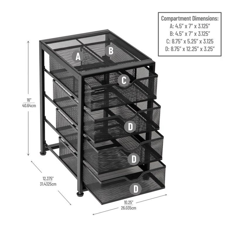 Mind Reader Mind Reader File Storage Drawers, Desktop Organizer, File Storage, 10.25"L x 12.375"W x 16"H