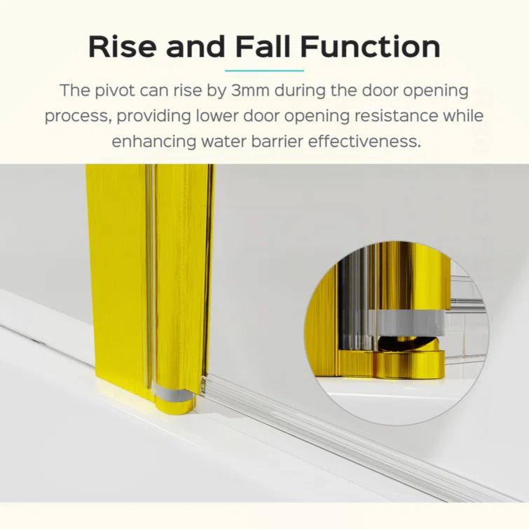 GZMWON 43 in. W * 58 in. H Frameless Folding Shower Doors 1/4" (6mm) Thick SGCC Tempered Glass Door Bathroom Pivot Tub Glass Door