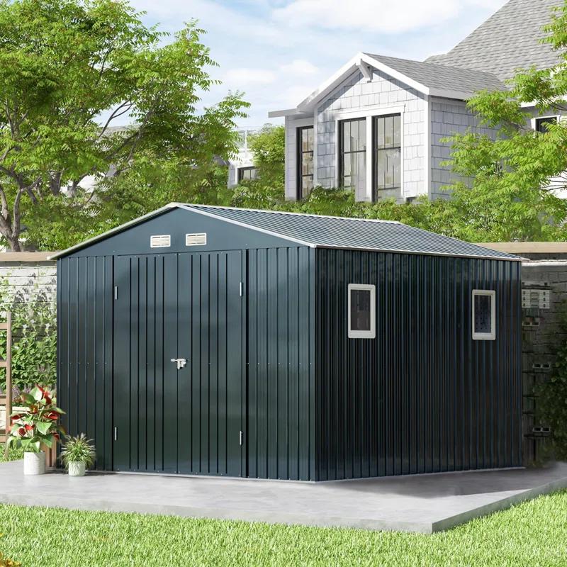LAVRE 10X12 FT Outdoor Metal Storage Shed with Windows