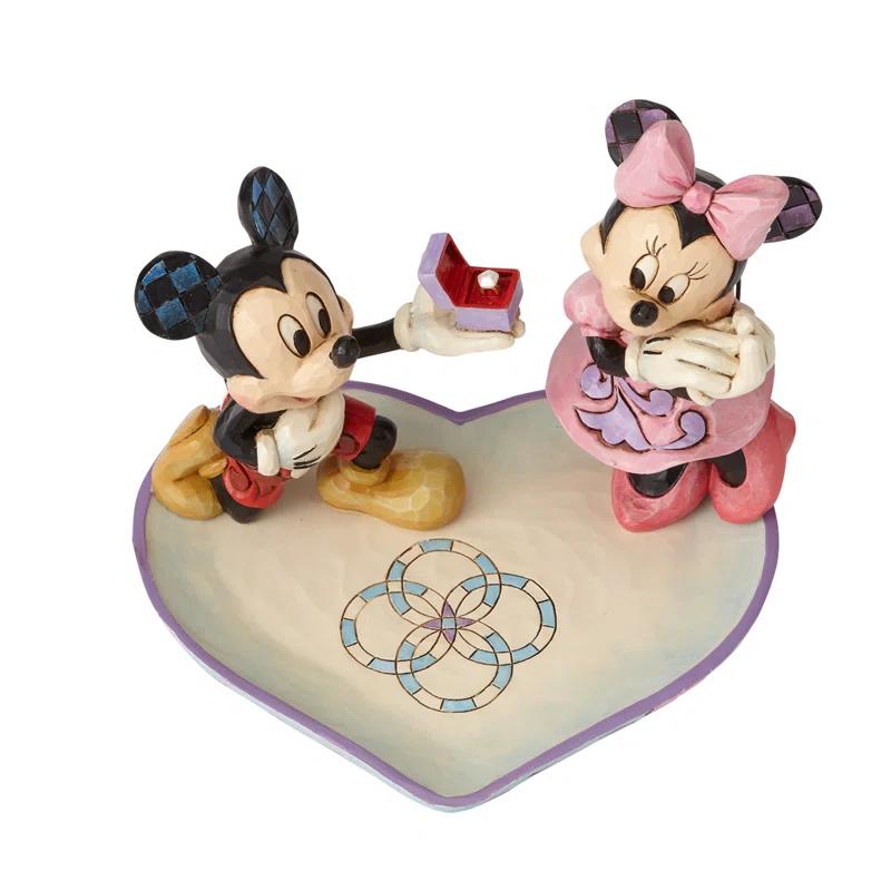 Jim Shore Jim Shore Disney Traditions Mickey& Minnie Proposal Ring Dish 5in H