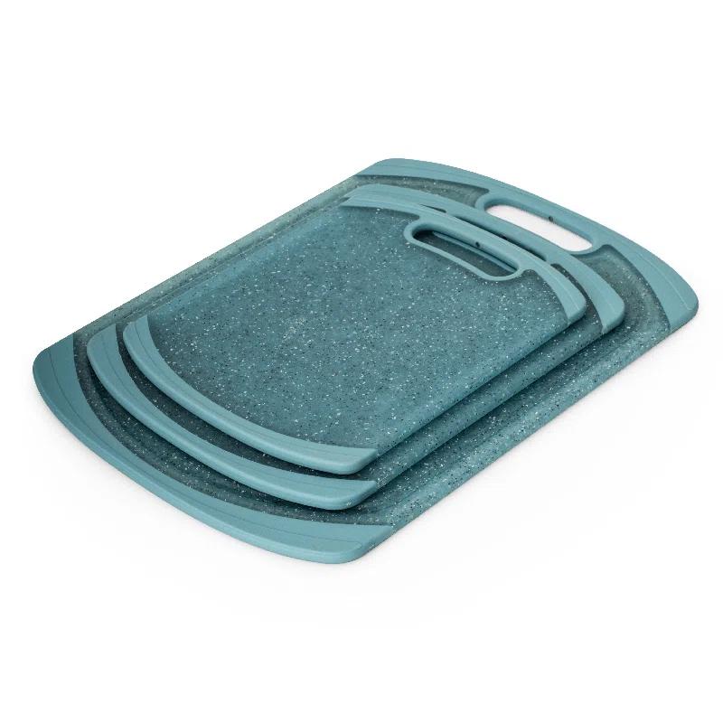 Lazuro Plastic Cutting Board for Kitchen - Reversible Durable Kitchen Cutting Board. Chopping Board for Meat, Fruits, Vegetables. Easy Grip Handle Border. Dishwasher Safe, BPA Free.