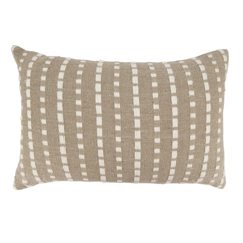 Saro Dudley Collection Striped Cotton Reversible Throw Pillow