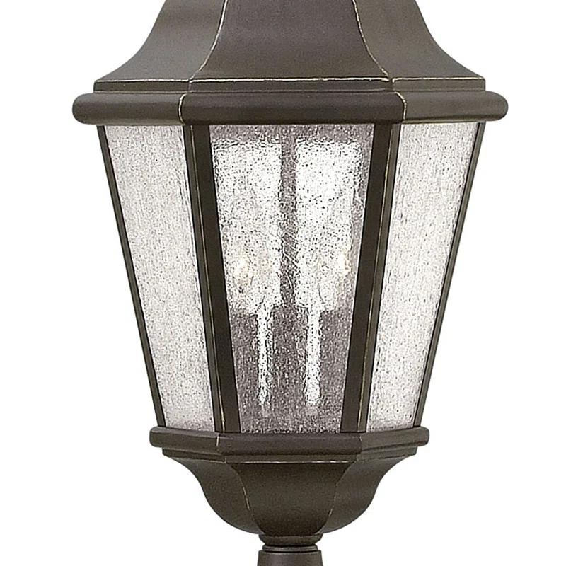 Edgewater 27.75-Inch Oil Rubbed Bronze Outdoor Lantern with Clear Seedy Glass