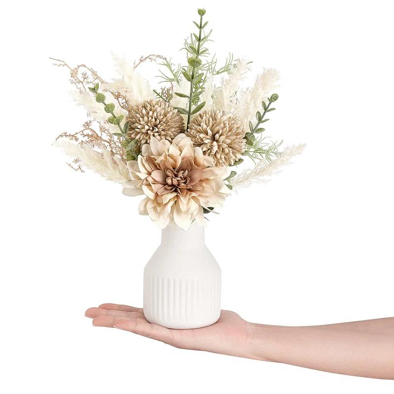 Astoria Grand Small Artificial Flowers In Ceramic Vase 13.5" Centerpieces Coffee Table Decor,