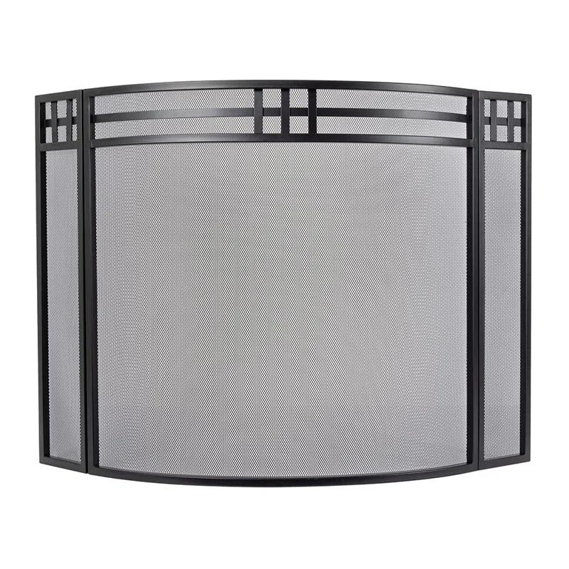 Modern Ember Modern Ember Mill Creek 3-Panel Mesh Fireplace Screen in Black | Heavy-Duty Steel Frame