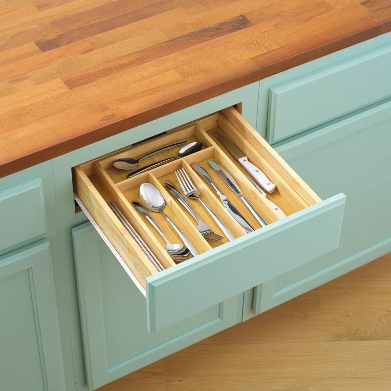 JoyJolt JoyJolt Bamboo Expandable Flatware Drawer Organizer for Kitchen Utensils