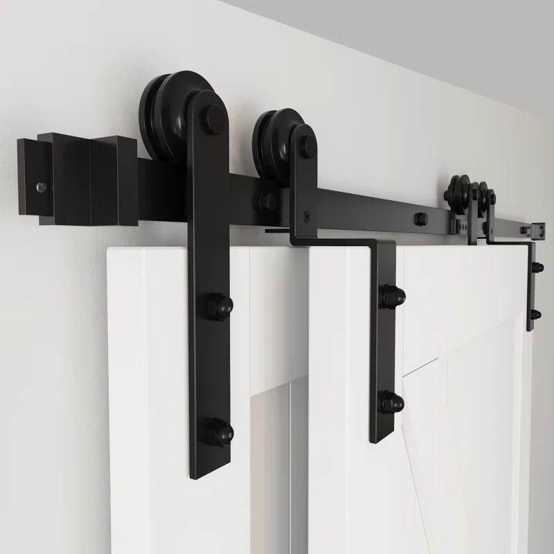 Lazio Steel Double Door Barn Door Hardware Kit Single Bypass