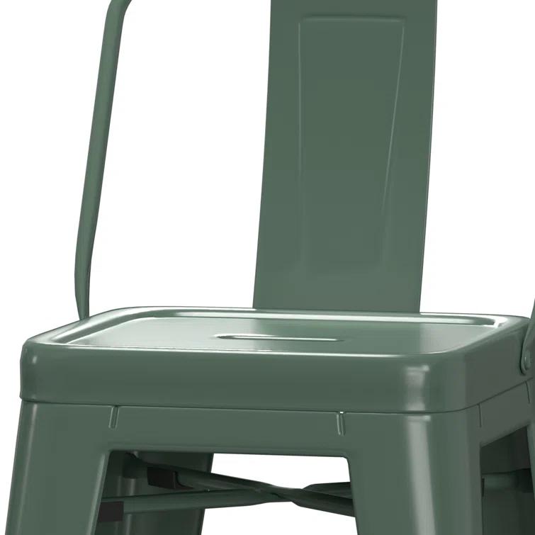 Simpli Home Rayne Metal Industrial Stool with Curved Back, Cross-Brace, and Footrest