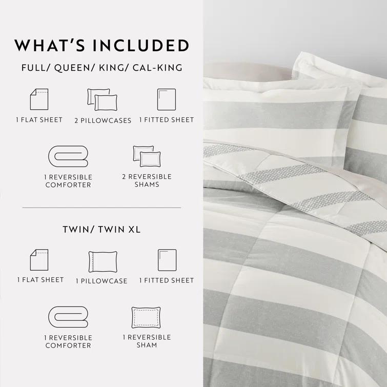 IEnjoy Home 7-Piece Bedding Bundle - Pattern Comforter and Sheet Set