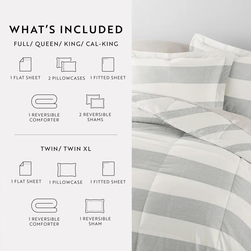 IEnjoy Home 7-Piece Bedding Bundle - Pattern Comforter and Sheet Set