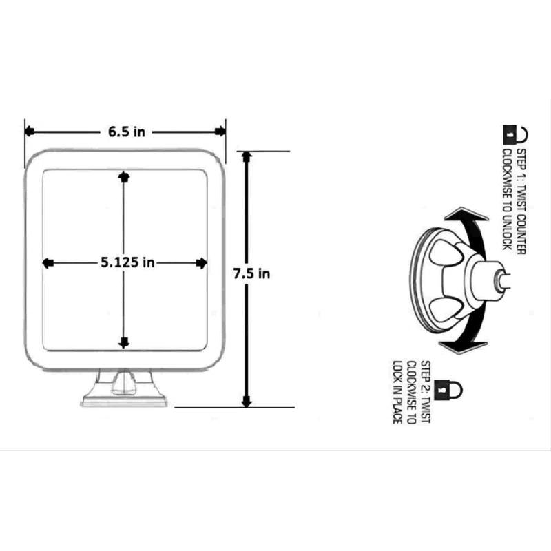 Square LED Lighted 10X Magnifying Makeup Mirror, Power Locking Suction Cup, Bright Diffused Light And 360 Degree Rotating Adjustable Arm, Portable Cordless Home And Travel Bathroom Vanity Mirror