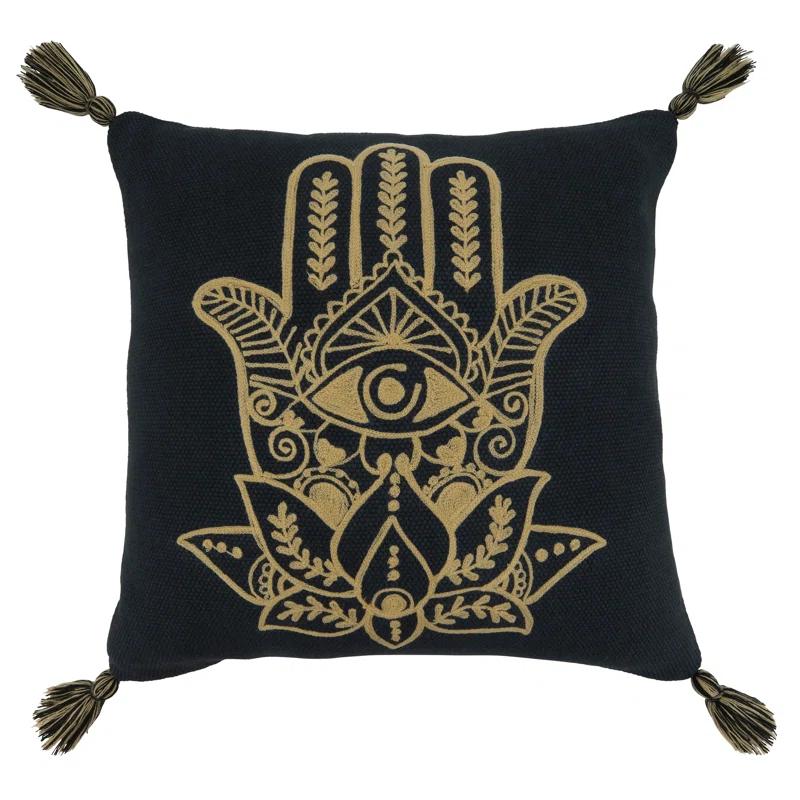 Saro Dinah Collection Embroidered Cotton Throw Pillow