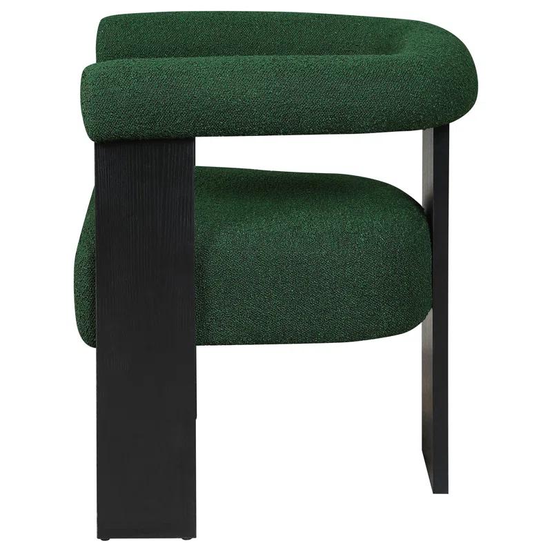 Benjara Cara Accent Chair, Curve Back, Boucle Fabric With Black Wood Legs