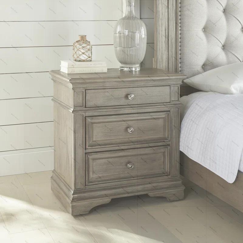 One Allium Way® Highland Park - Nightstand With USB - Waxed Driftwood