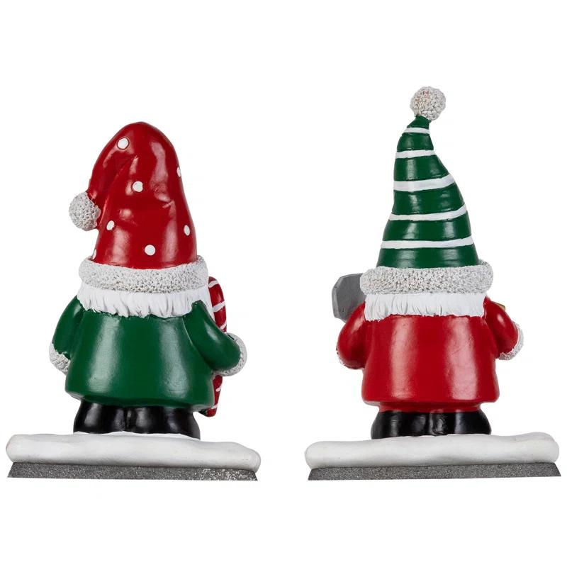 Northlight Seasonal Santa Gnomes Christmas Stocking Holders - 6.25" - Set Of 2