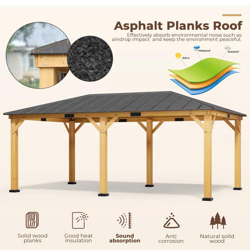 EROMMY 20 Ft. W X 12 Ft. D Solid Wood Patio Gazebo