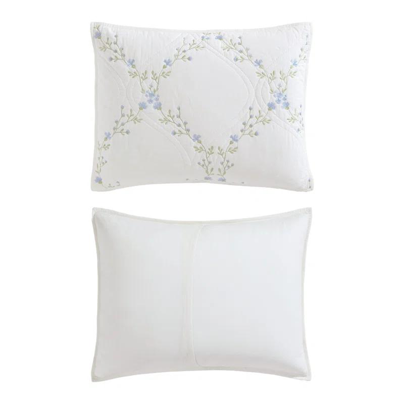 Laura Ashley Laura Ashley Floral Embroidery Cotton Reversible Quilt Set