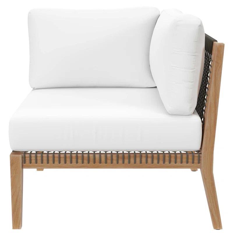 Modway Clearwater Outdoor Patio Teak Wood 6-Piece Sectional Sofa