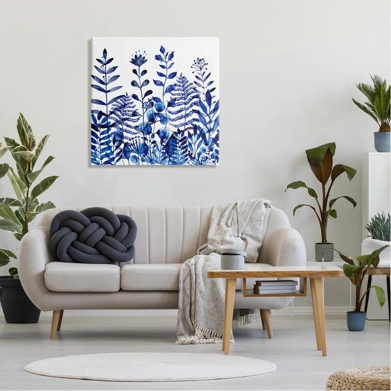 Stupell Industries Au-715-Canvas " Blue Fern Sprouts Nature Plants " by Maria Over Painting Print
