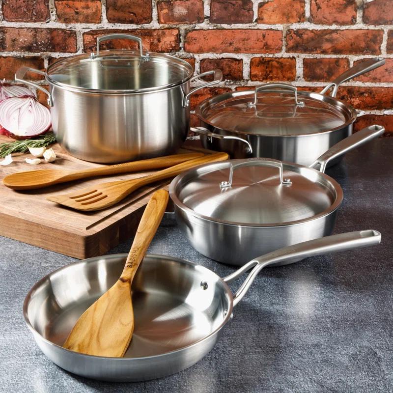 Babish Babish 10 Piece Professional Tri Ply Non Toxic Pots and Pans Cookware Set
