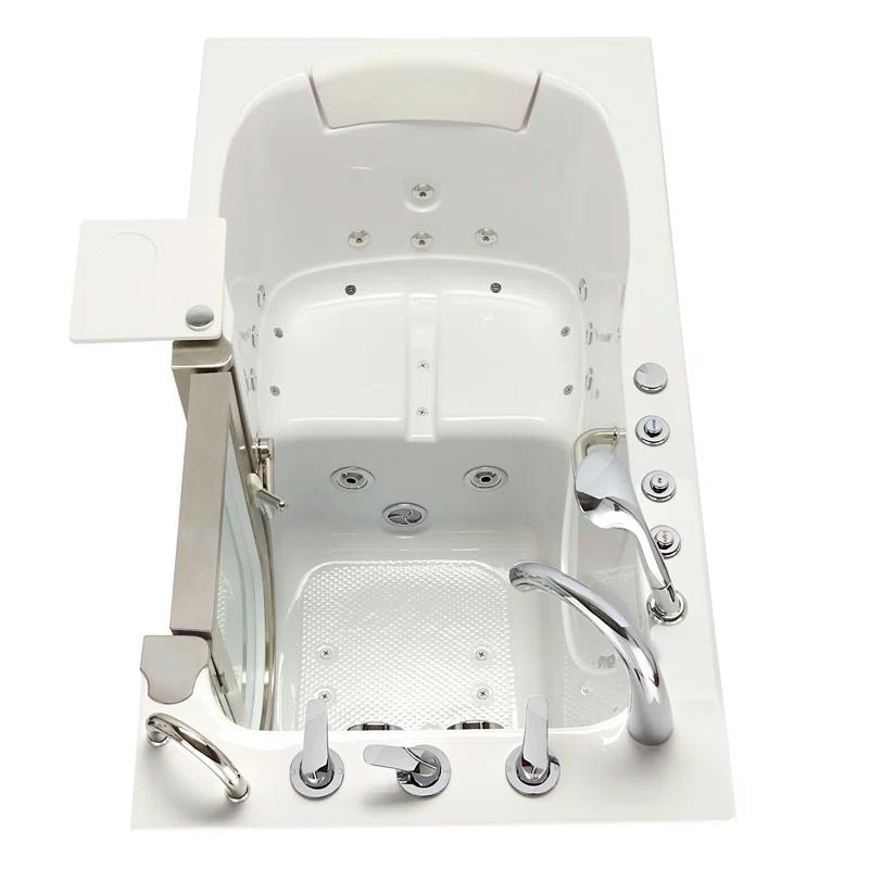 Ella Walk In Baths 931185P Royal 32"x52" Acrylic Air and Hydro Massage Walk-In Bathtub, 5 Piece Fast Fill Faucet, 2" Dual Drain