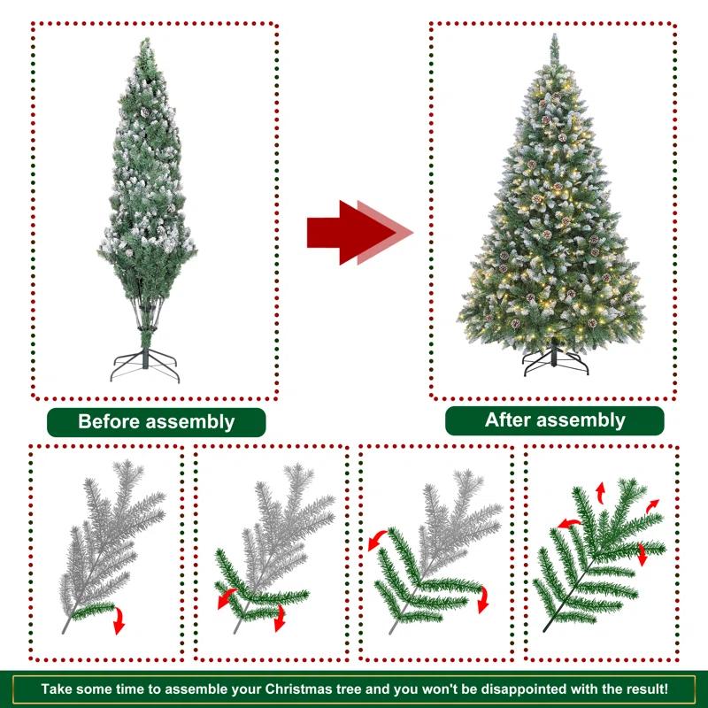 The Holiday Aisle® 6/7.5 FT Pre-Lit Artificial Christmas Tree with Warm White Lights
